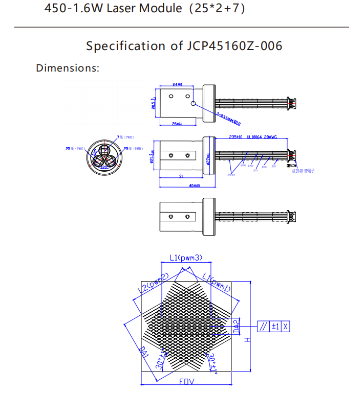 M&oacute;dulo a laser de v&aacute;rias linhas