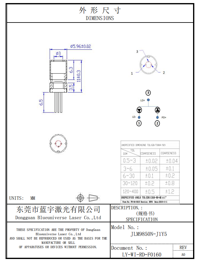M&oacute;dulo de laser de ponto 980nm