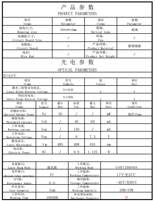 M&oacute;dulo de fibra de fibra acoplada a laser 