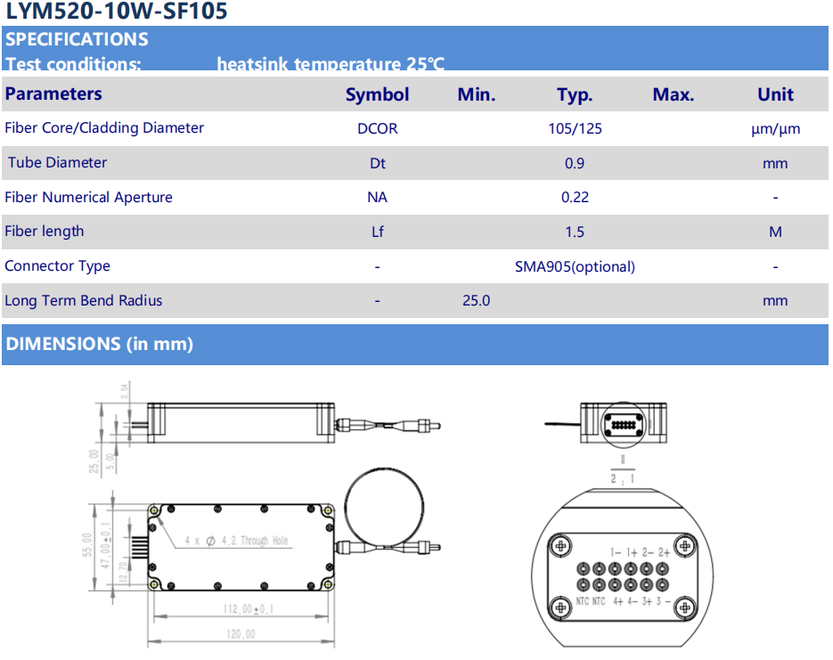 Laser verde 520nm10W