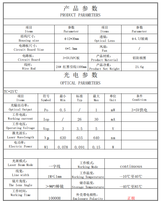 M&oacute;dulo laser de linha 5mW
