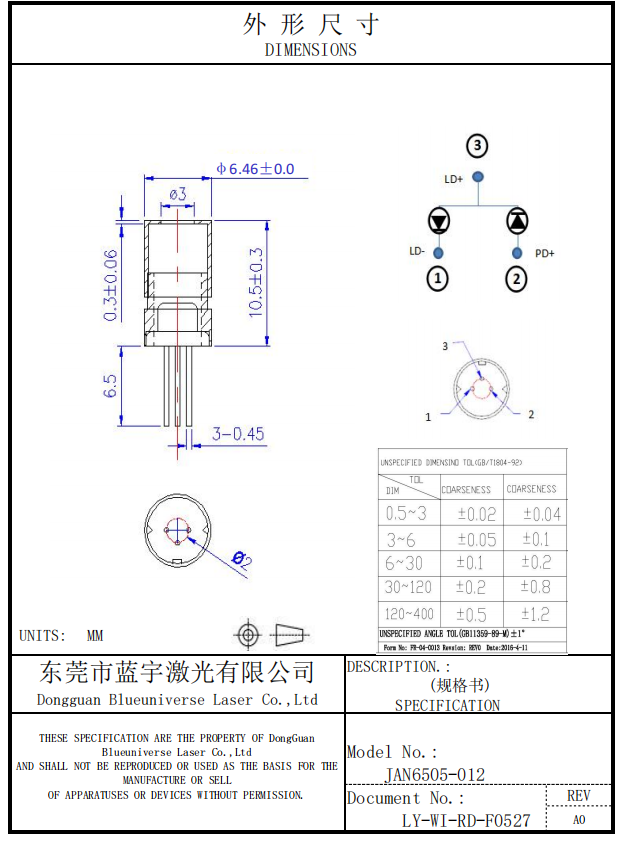 M&oacute;dulo de diodo laser Red Dot 5mW