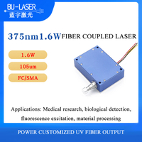 Alta potência 375nm 1.6W Módulo de laser acoplado a UV para pesquisa Miedical