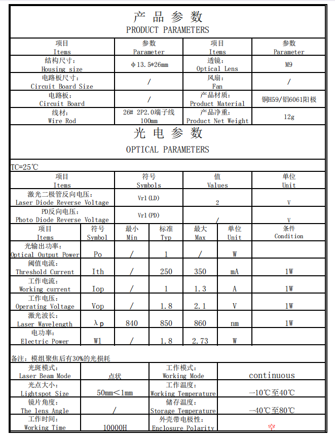 M&oacute;dulo Laser de 850nm 1W