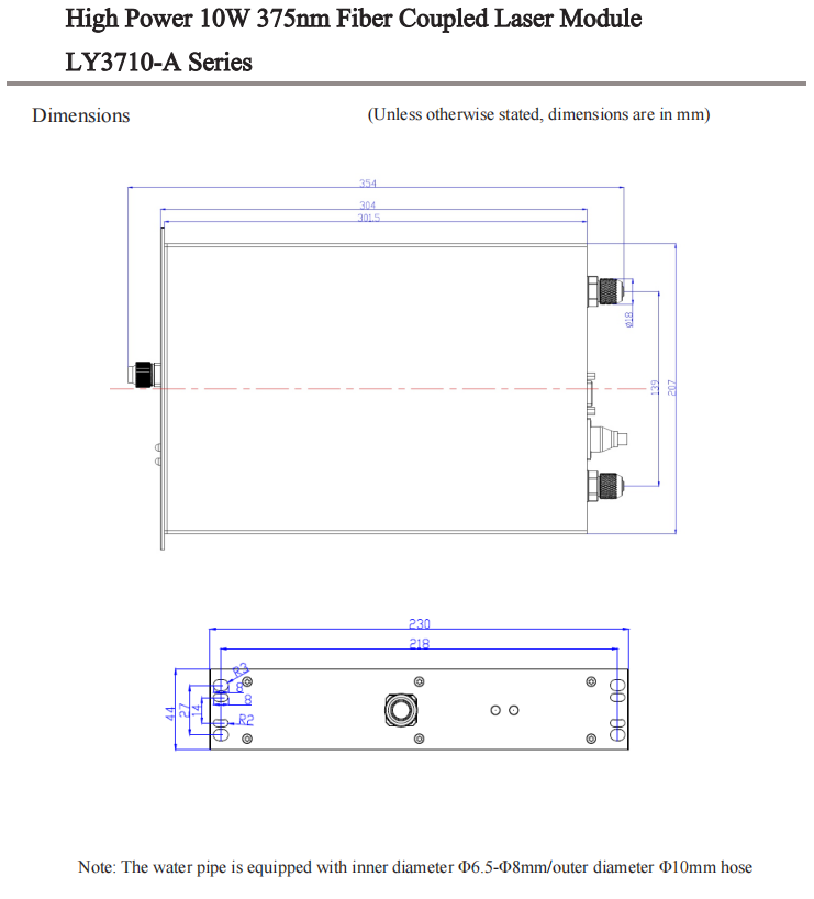 10W 375nm Laser acoplado a fibra