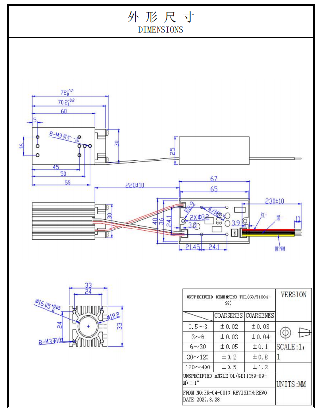 M&oacute;dulo de laser verde de feixe gordo