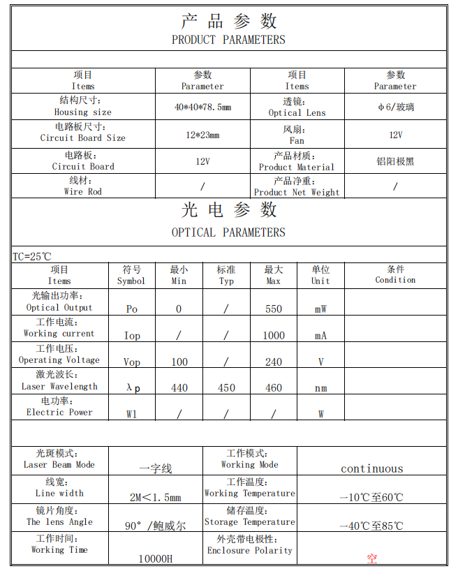 M&oacute;dulo laser de linha azul de 500mW