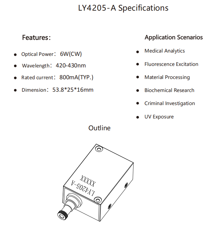 425nm M&oacute;dulo de laser 6W 